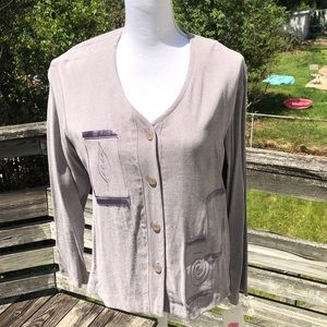 NWT Palisades lilac vneck top fringe trim